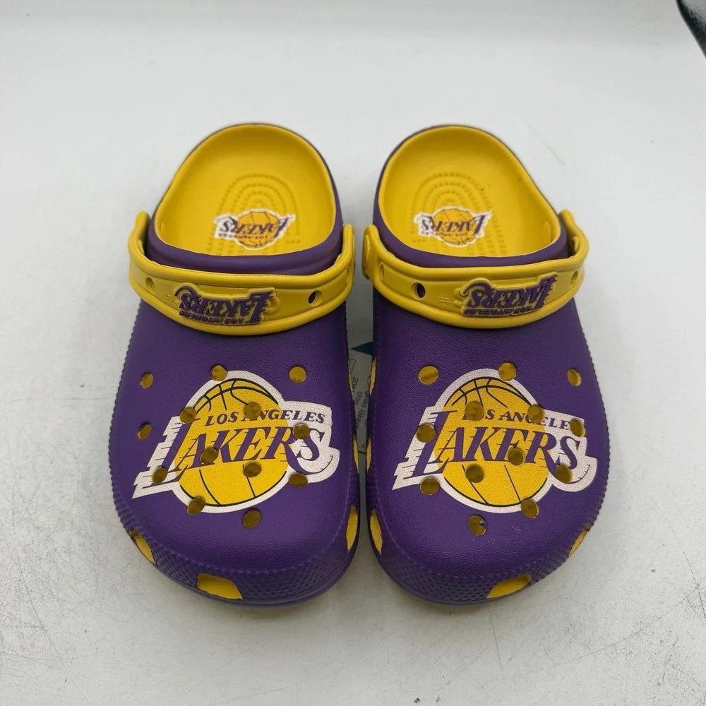 Crocs Los Angeles Lakers Classic Clogs Mens 4 Womens 6 Purple Slip On Shoes NBA